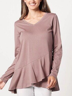 LOGO by Lori Goldstein Long sleeve Peplum Top